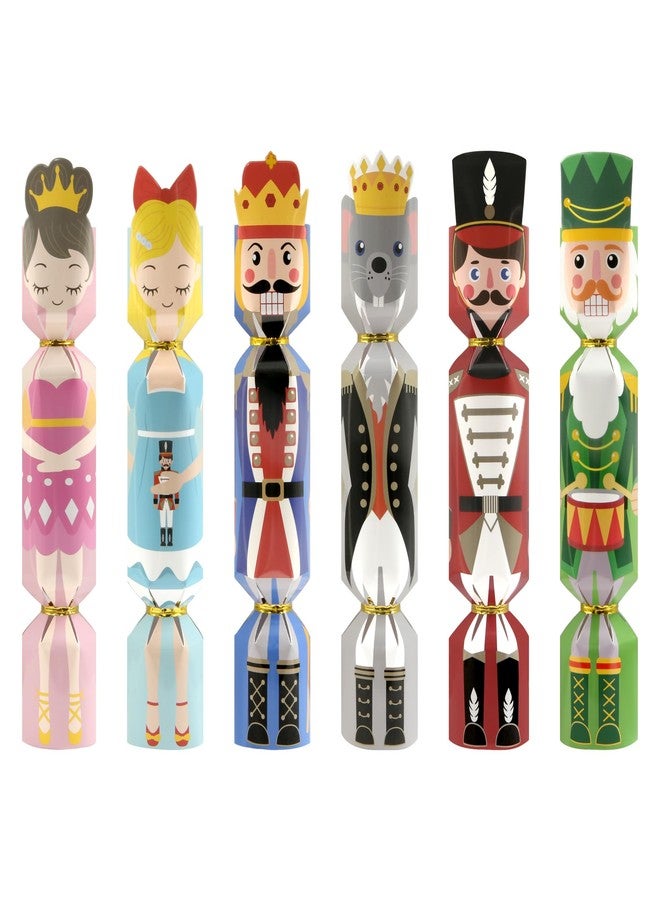Unigift 24 Pcs Christmas Candy Boxes,6 Styles Xmas Nutcracker Soldier King Princess Girl Treat Box Cardboard Paper Goody Snacks Cookie Holder Decoration Gift Boxes with Tie for Kid Christmas Party Favor - Image 1